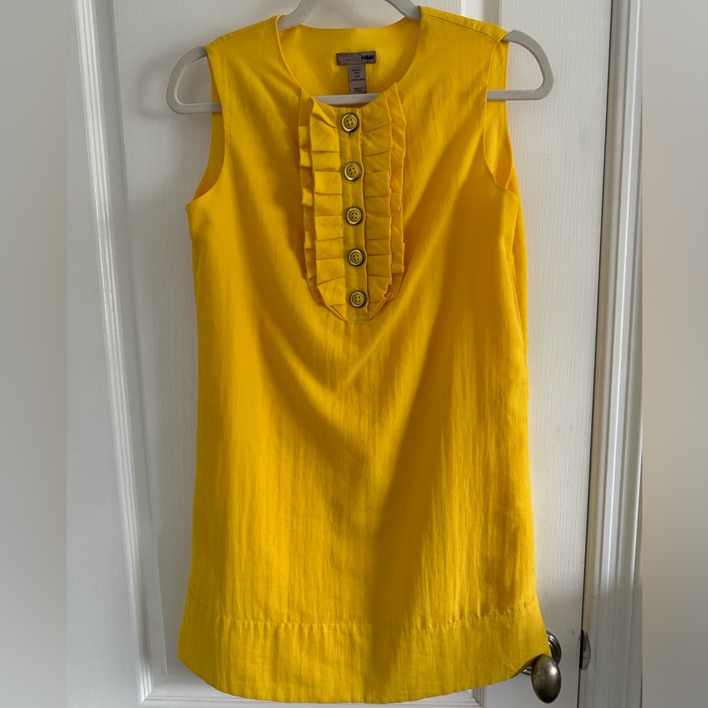 Yellow H&M Sleeveless Dress with Ruffle Button Design at Chest Size 6